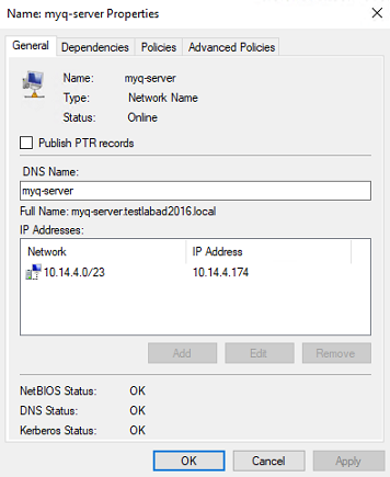 Server DNS name