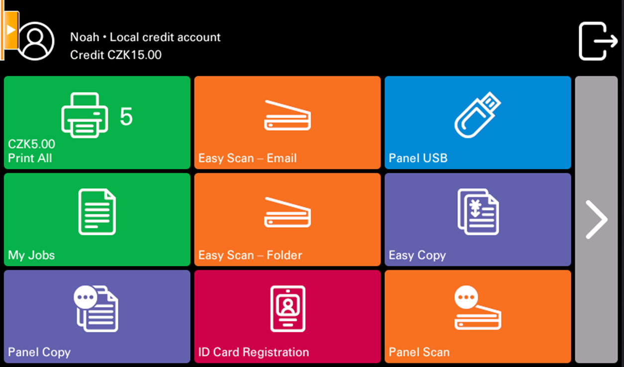 credit account displayed on the terminal