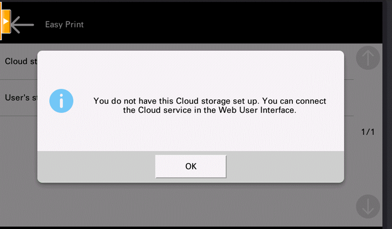 cloud storage not connected warning
