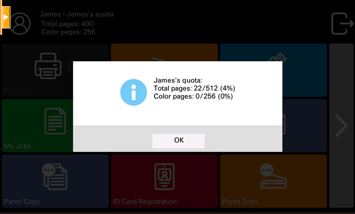 quota details on terminal