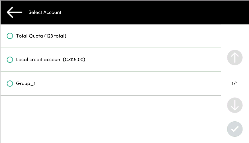 Selecting cost center on the terminal