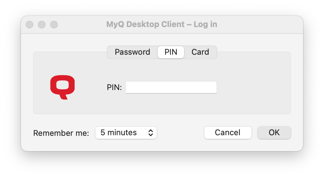 MDC PIN login on macOS