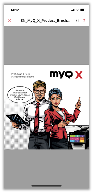 Print preview from the MyQ X Mobile Client UI