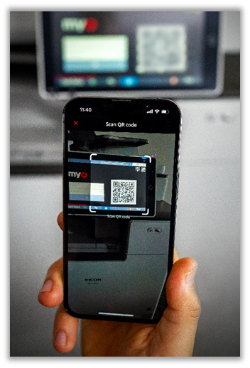 Unlocking a MyQ X Embedded MFP by scanning the QR code