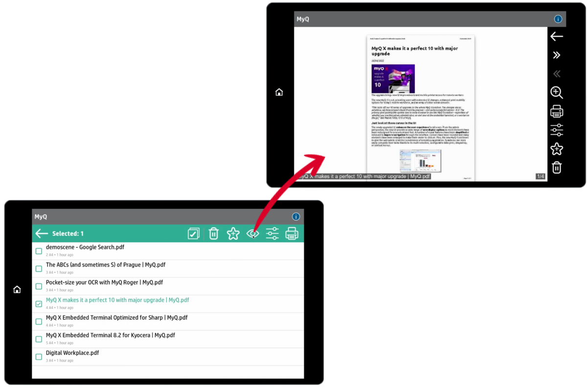 Job Preview on a MyQ Embedded Terminal