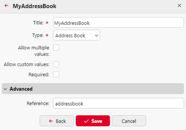 Address Book parameters