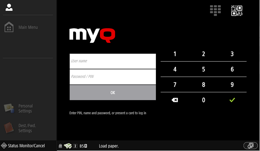 Simple Login screen - Username and password or PIN, or ID Card