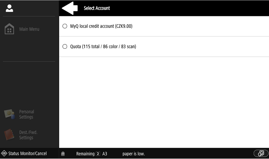 Selecting cost center