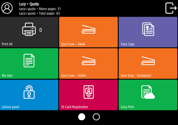 Top Menu with cost center information