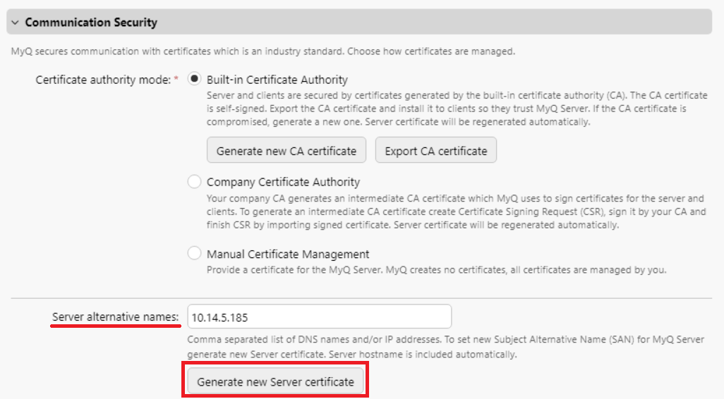 Adding a SAN and generating a new certificate