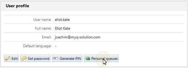User MyQ web UI, personal queues