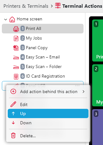 Moving an action node up or down