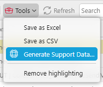 Log exporting options