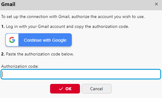 Gmail connection settings