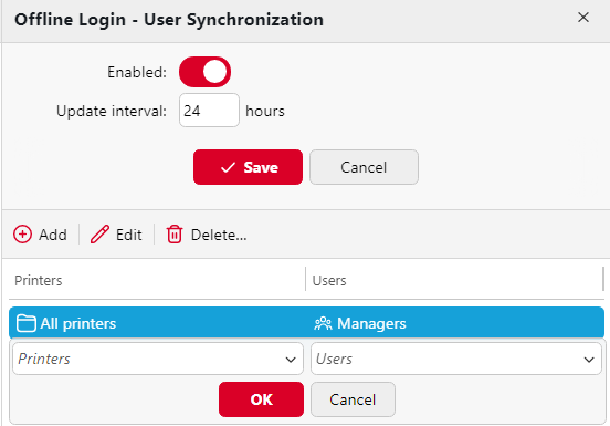User Synchronization with offline login