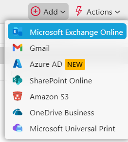 Adding MS Exchange Online in Connections
