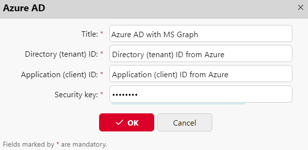 Azure AD connection properties