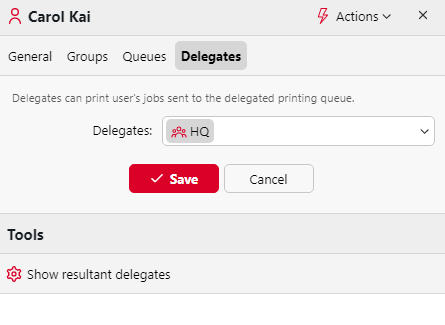 User properties - assigning delegates