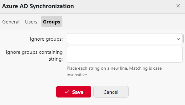 Azure sync groups tab