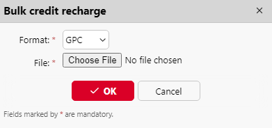 Bulk credit recharge from a GPC file