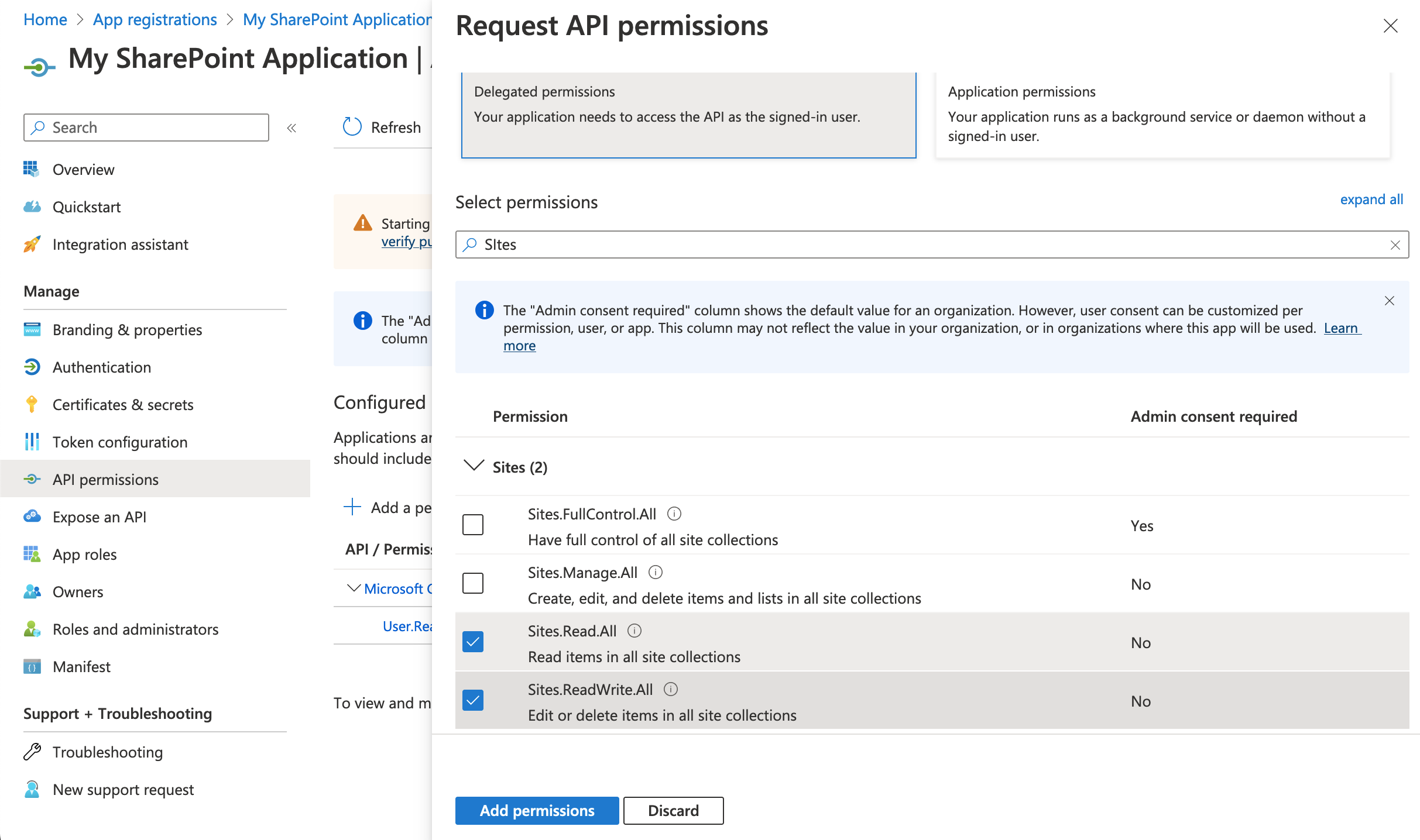 Adding permissions