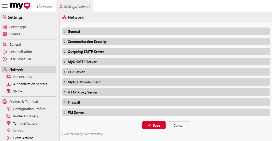 Network Settings tab