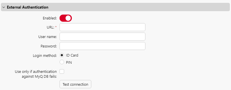 External authentication settings