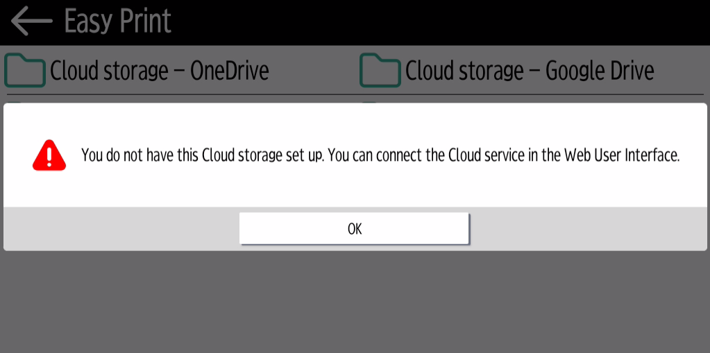 cloud storage not set up warning