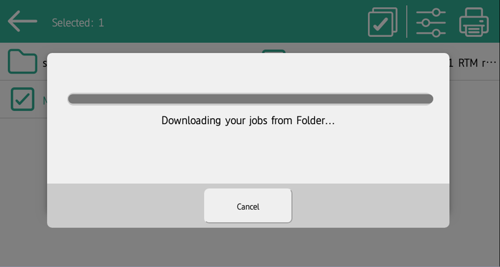downloading jobs from folder screen on the terminal