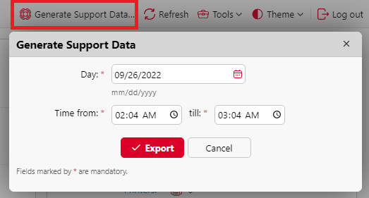 Generate data for support options