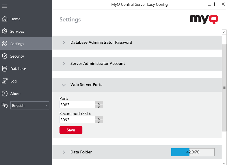 MyQ Central Easy Config - changing server ports