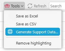 Log exporting options