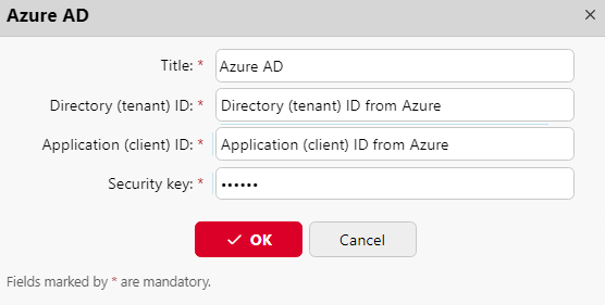 Azure AD connection properties