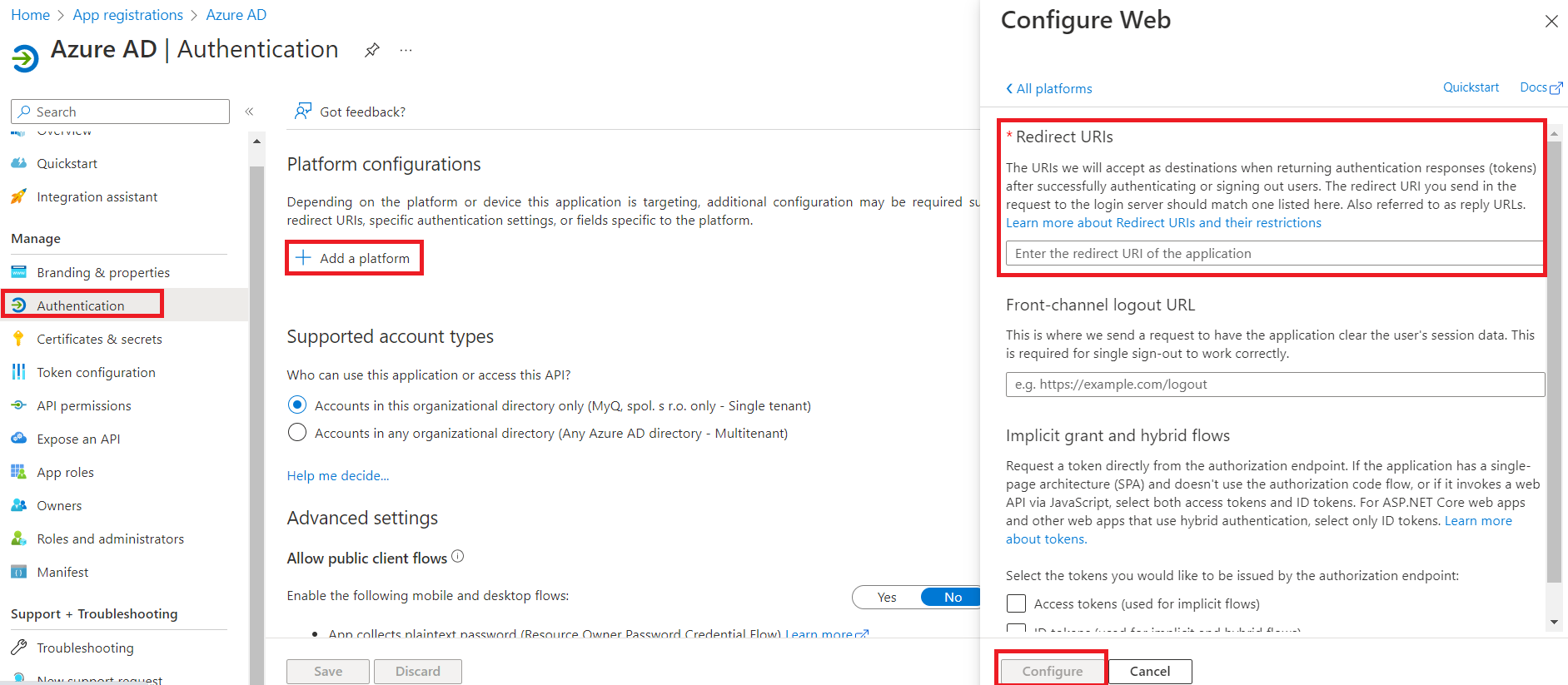 Setting up redirect URLs