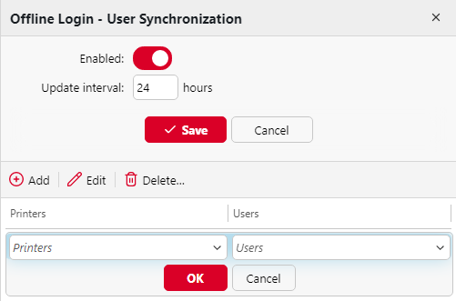 Offline Login - User Synchronization properties