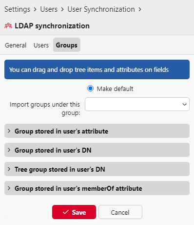 LDAP sync groups tab