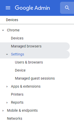 Google Admin Console - Device Management