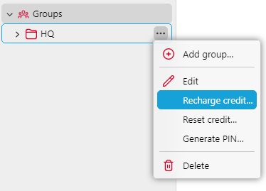 Recharging credit to a group