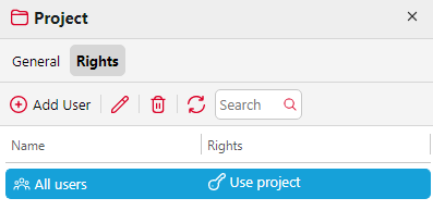 New project - Rights tab