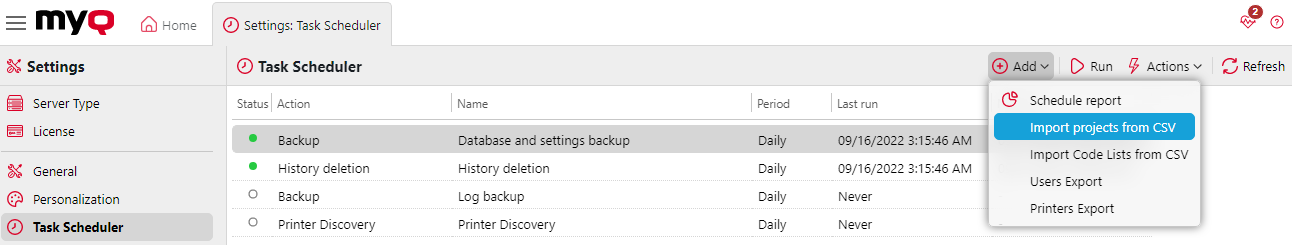 Import projects from CSV