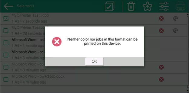 Color and format jobs filter notification