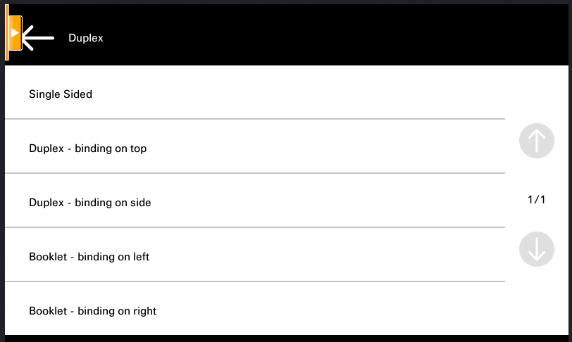 Easy Scan duplex options on the terminal