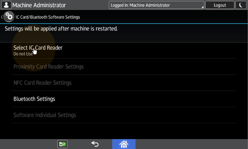 Selecting IC Card Reader