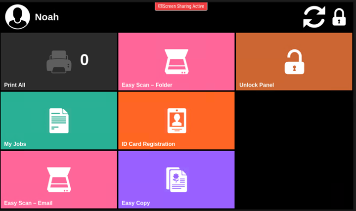 MyQ terminal top menu