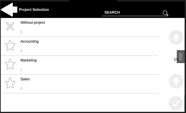 Project selection on the terminal