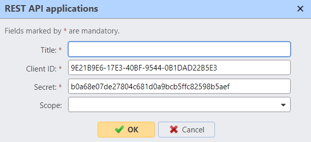 REST API settings in the MyQ web UI