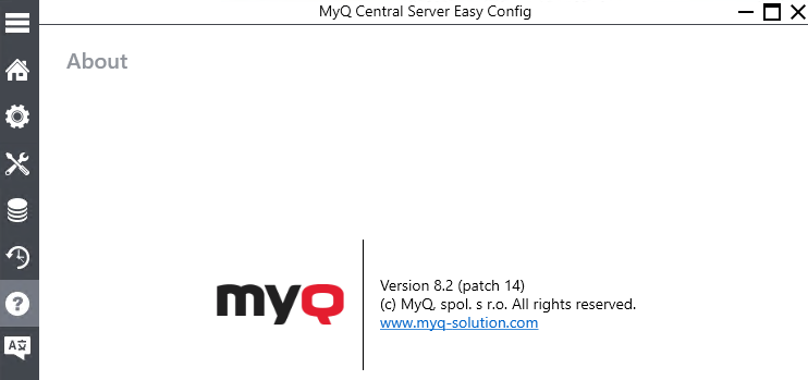 MyQ Easy Config version information