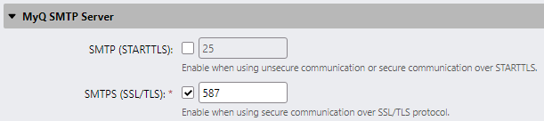 SMPT server settings