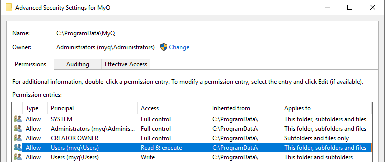 Windows folder permissions