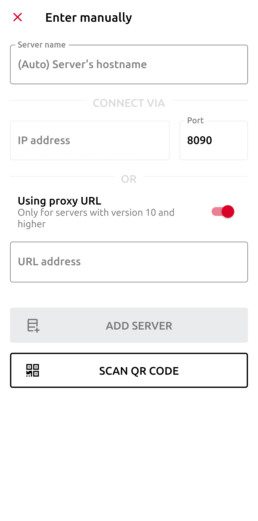 Adding a server manually